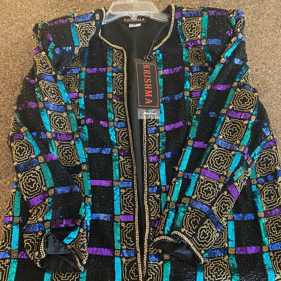 Krishma Jackets & Blazers - Krishma Black Sequin Beaded Cardigan Blazer NWT